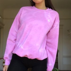Custom dyed and painted pink sweatshirt